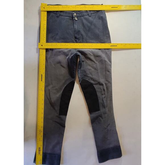 Devon Aire Mid Blue Gray Knee Patch Pull On Breeches Pants M 2646 - Picture 4 of 10